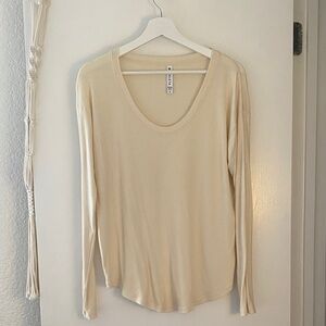 Athleta Cream ribbed Long Sleeve Top